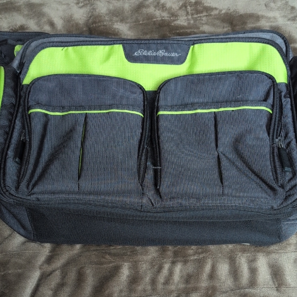 Eddie Bauer Charcoal and Lime Diaper Bag
